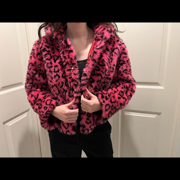 Leopard print hot pink jacket NWOT - Picture 3 of 5